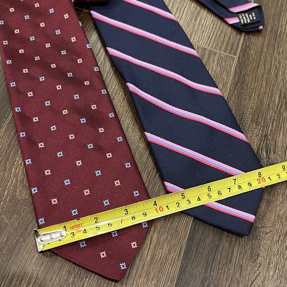 Lot Of 2 Brooks Brothers Makers Silk Pink Striped Regimental Neck Tie Red - Picture 3 of 6